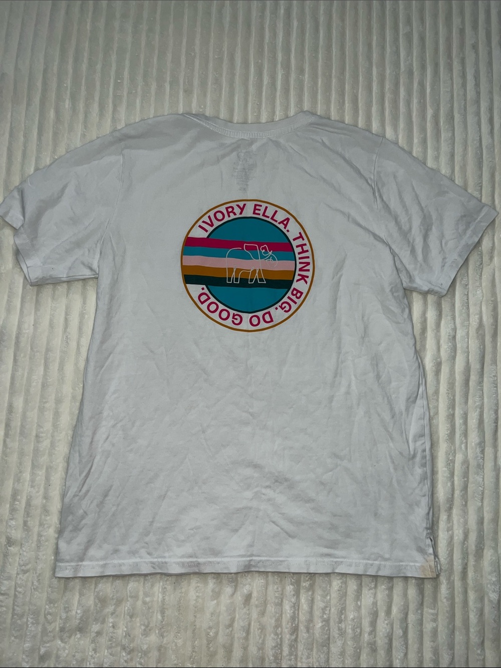 ivory ella White Short Sleeve Pocket Tee with Pink Logo